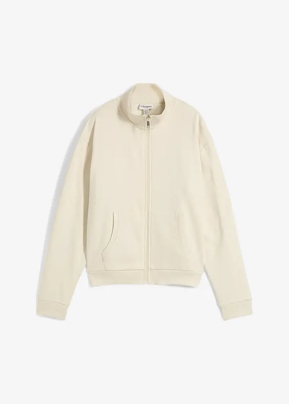 Sweatshirt i 100% økologisk bomull med glidelås, bonprix