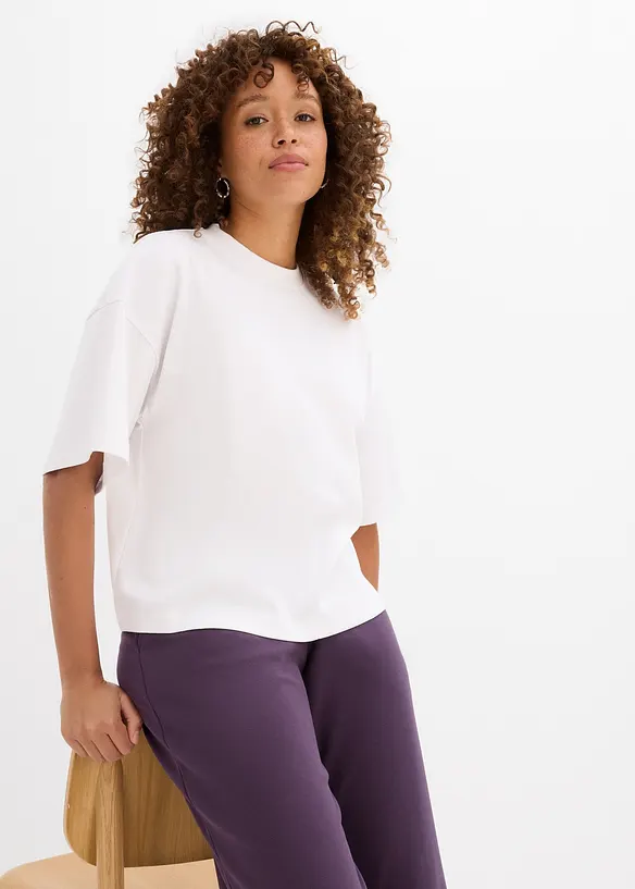 Oversized topp i formstabil, 100% økologisk bomull, bonprix