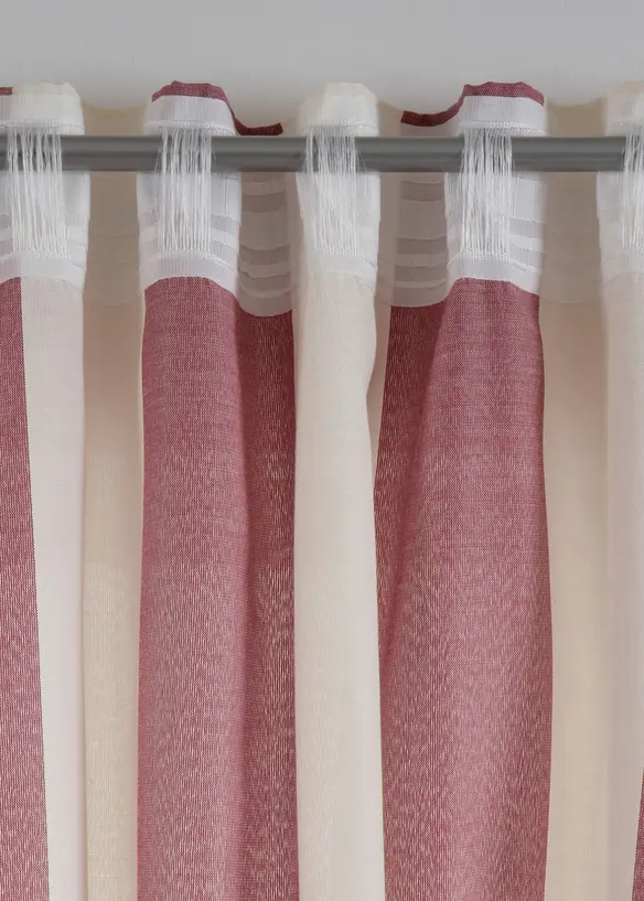 Gardin med stripemønster og resirkulert polyester (1-pack), bonprix