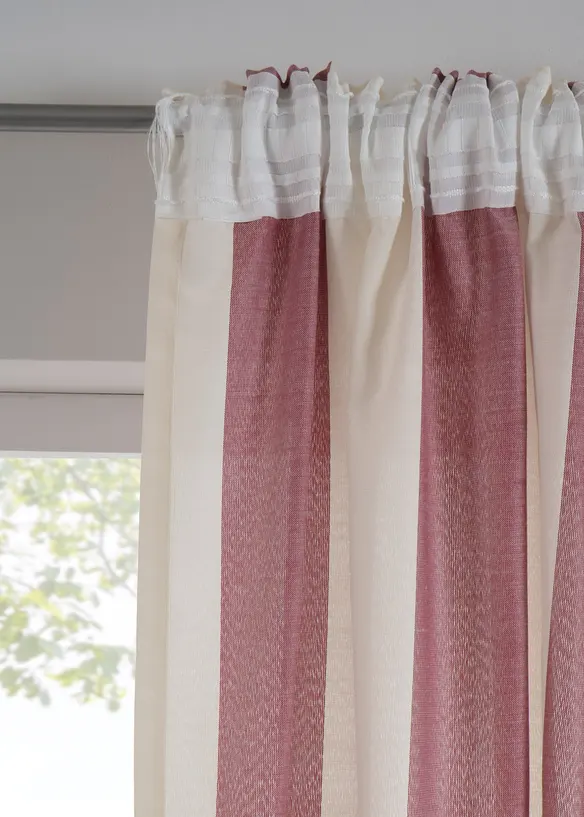 Gardin med stripemønster og resirkulert polyester (1-pack), bonprix