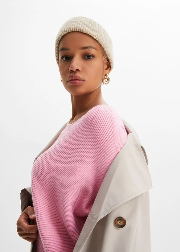 Oversized, ribbestrikket genser i viskosemiks, bonprix