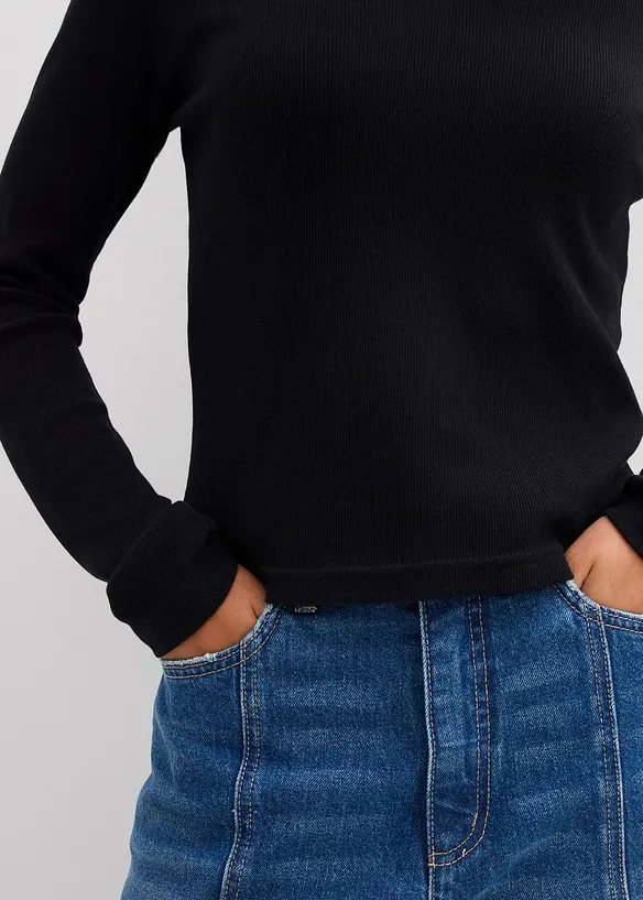 Ribbestrikket topp med økologisk bomull, bonprix