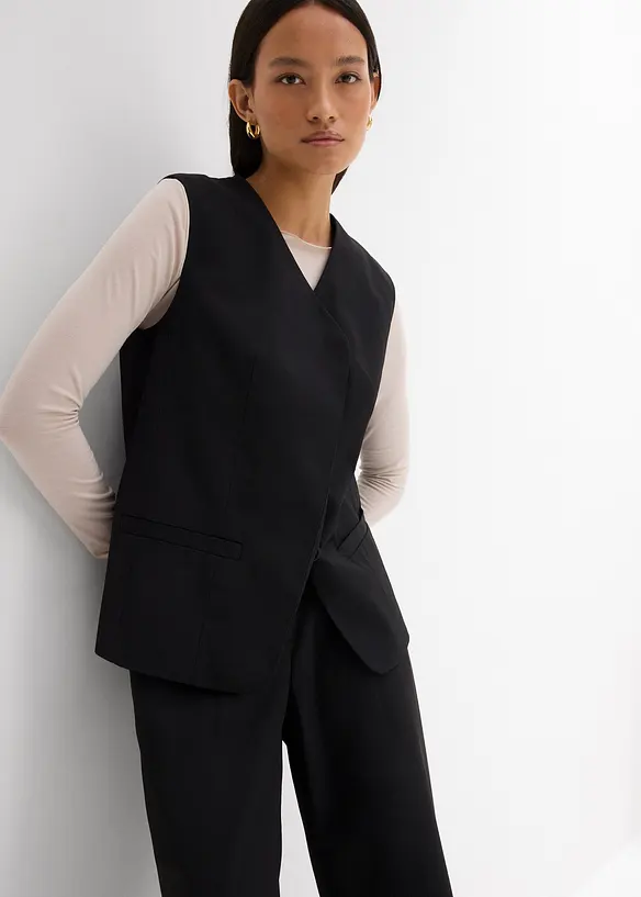 Lang vest med twillstruktur, bonprix