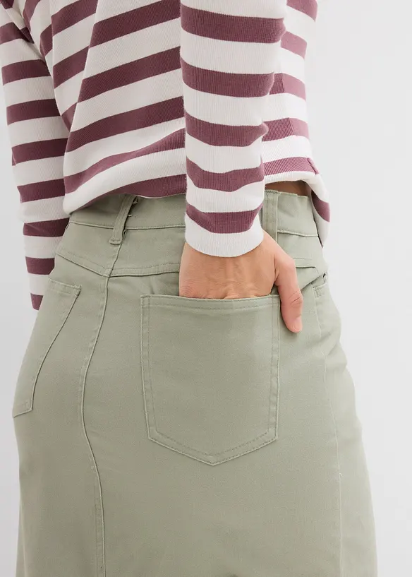 Midiskjørt i twill, bonprix
