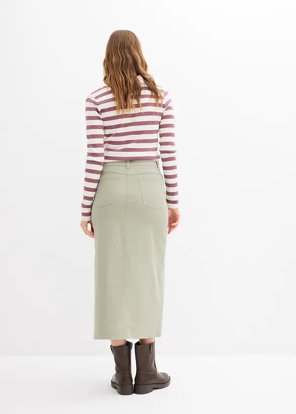 Midiskjørt i twill, bonprix