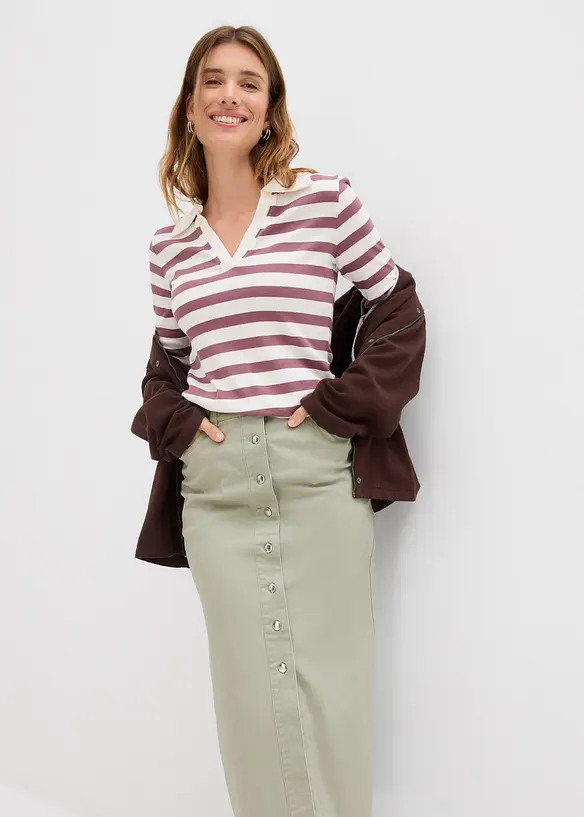 Midiskjørt i twill, bonprix