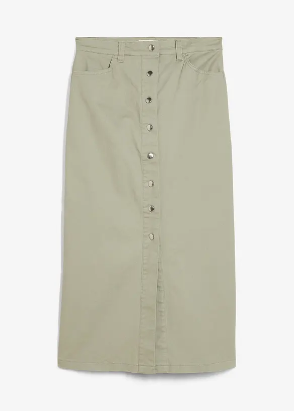 Midiskjørt i twill, bonprix