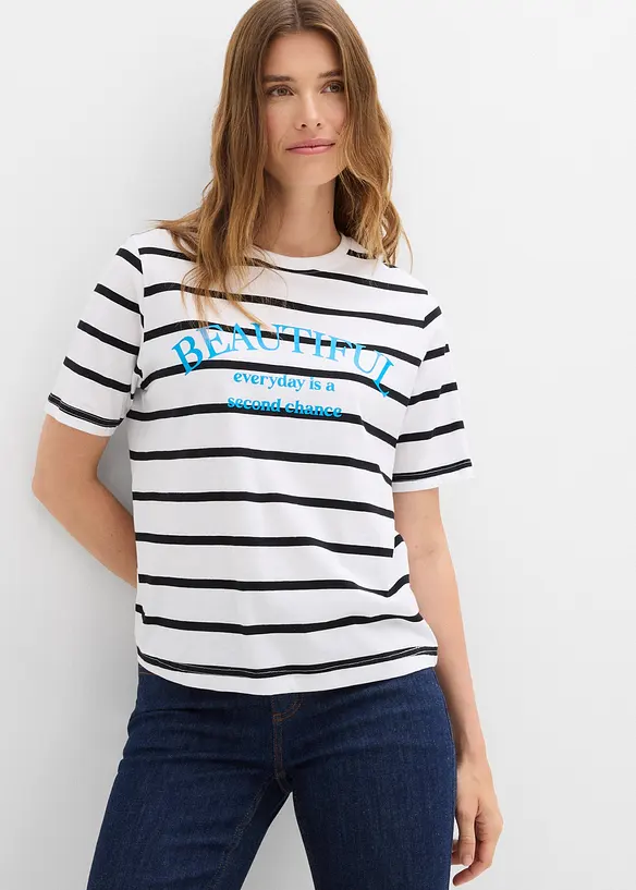 Stripete T-skjorte i 100% bomull, bonprix