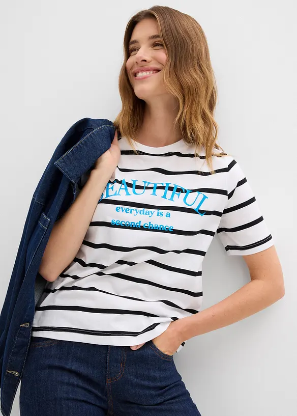 Stripete T-skjorte i 100% bomull, bonprix