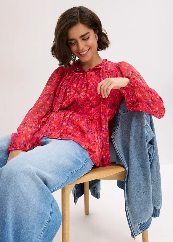 Knytebluse i chiffon, bonprix
