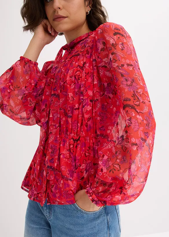 Knytebluse i chiffon, bonprix