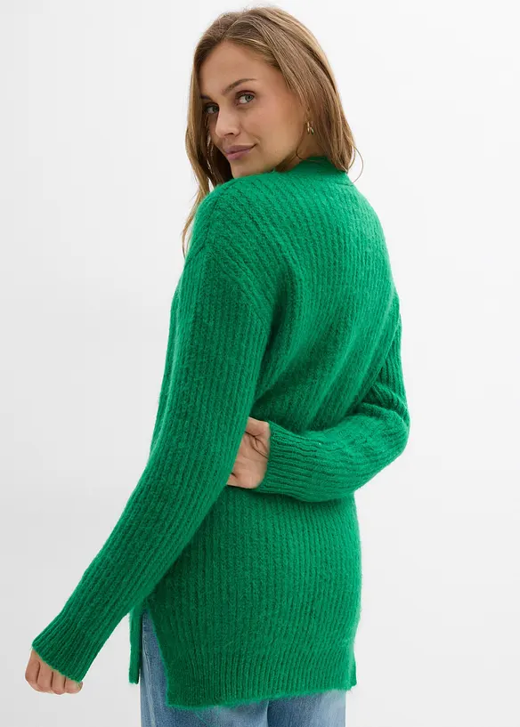 Grovstrikket cardigan i myk garnmiks med ull, bonprix