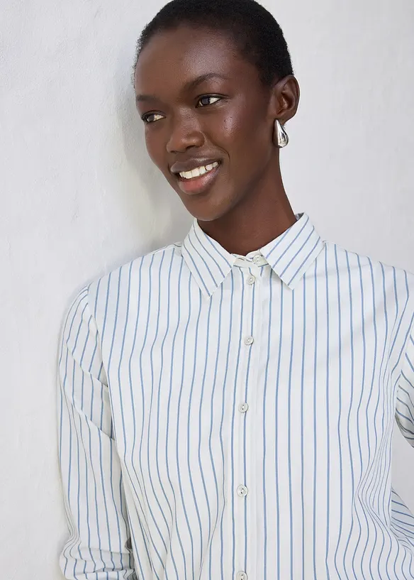 Skjortebluse med silkeandel, bonprix