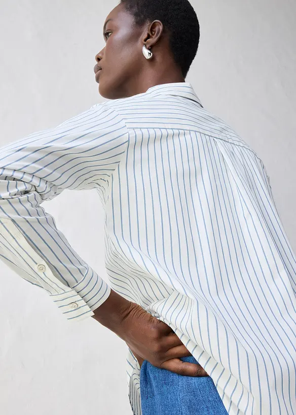 Skjortebluse med silkeandel, bonprix