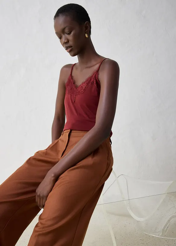 Singlet med ull og blonder, bonprix