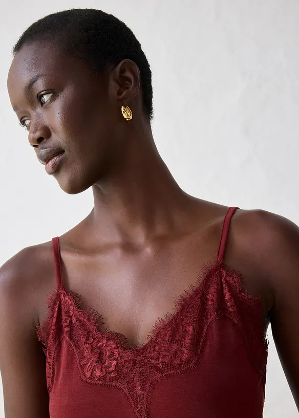 Singlet med ull og blonder, bonprix