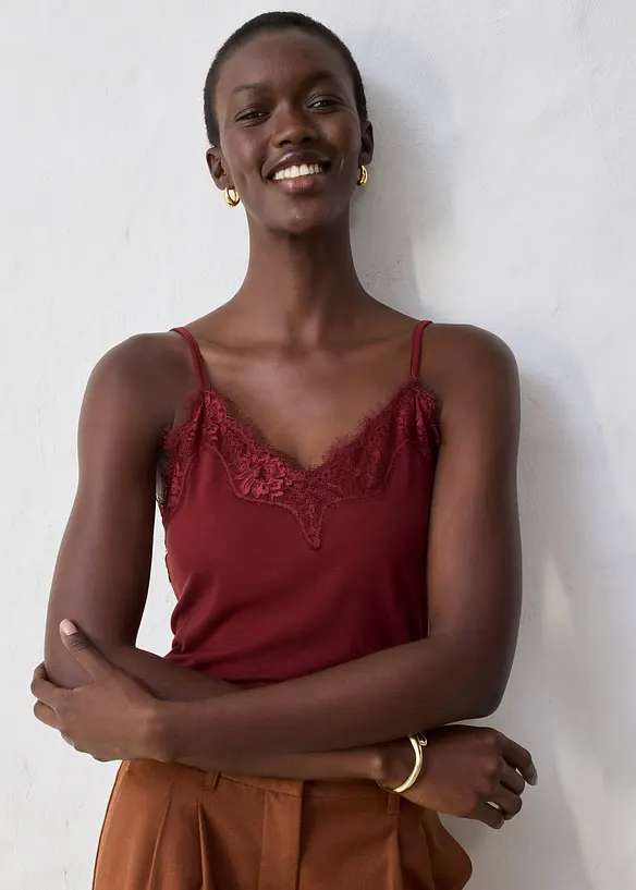 Singlet med ull og blonder, bonprix