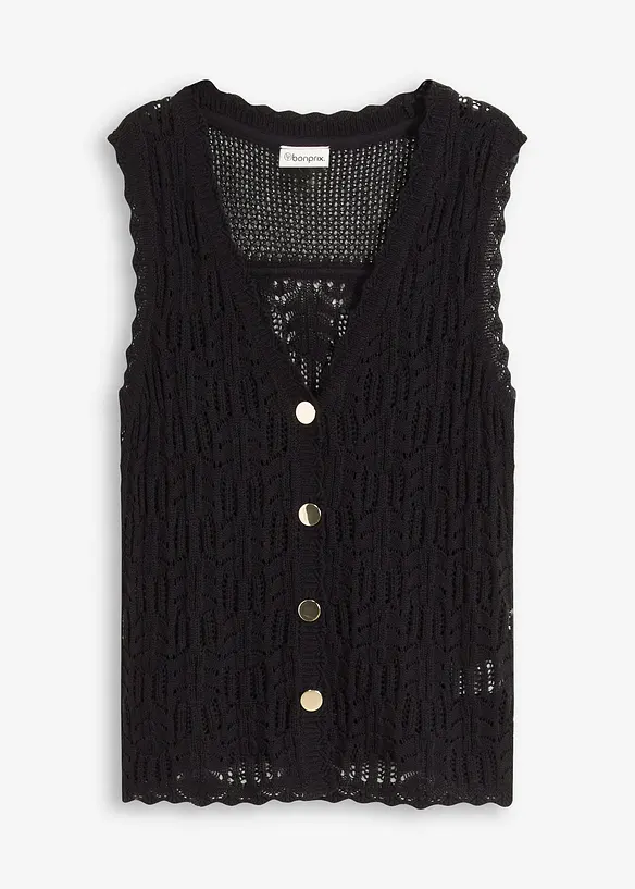 Strikkevest i hullstrikk, bonprix