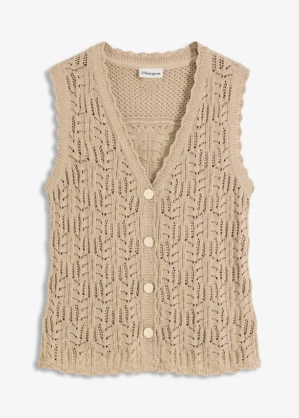 Strikkevest i hullstrikk, bonprix