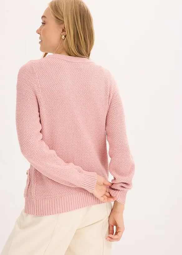 Cardigan i melert garn med gullfargede knapper, bonprix