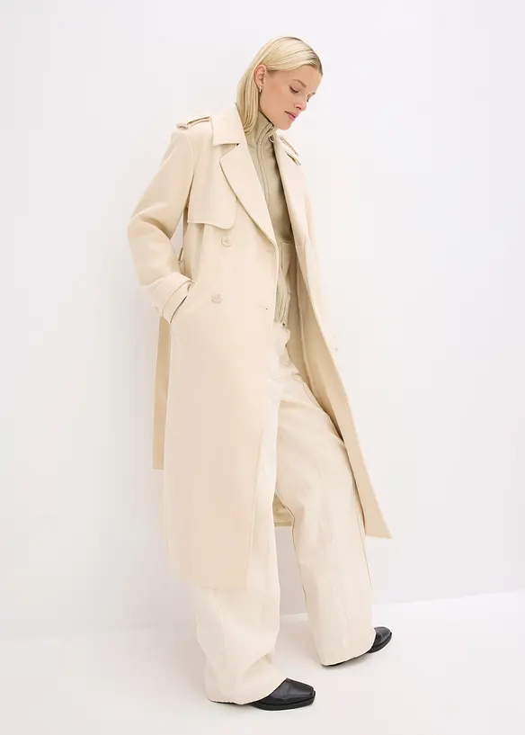 Trenchcoat i ullstil, bonprix