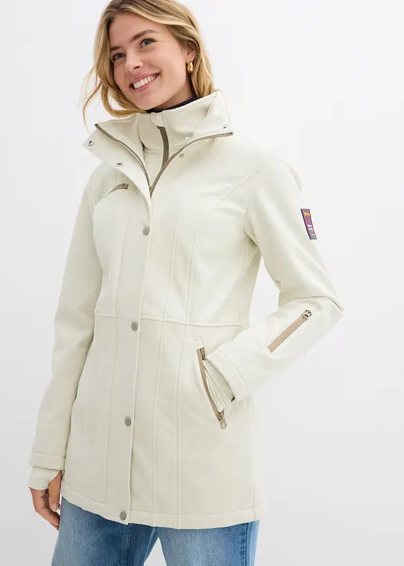 Lang softshelljakke med stretch, vannavvisende, bonprix