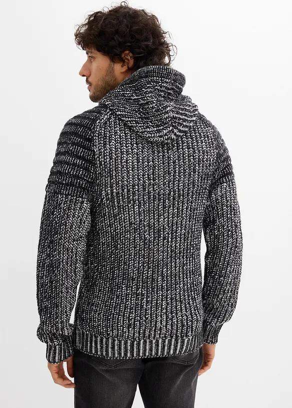 Genser med hette og biker-detaljer, bonprix