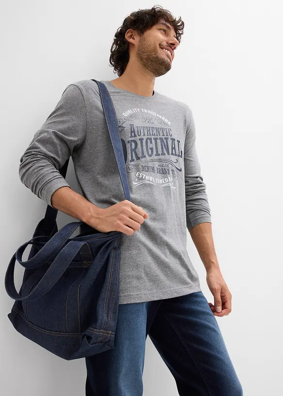 Langermet shirt i 100% økologisk bomull (2-pack), bonprix