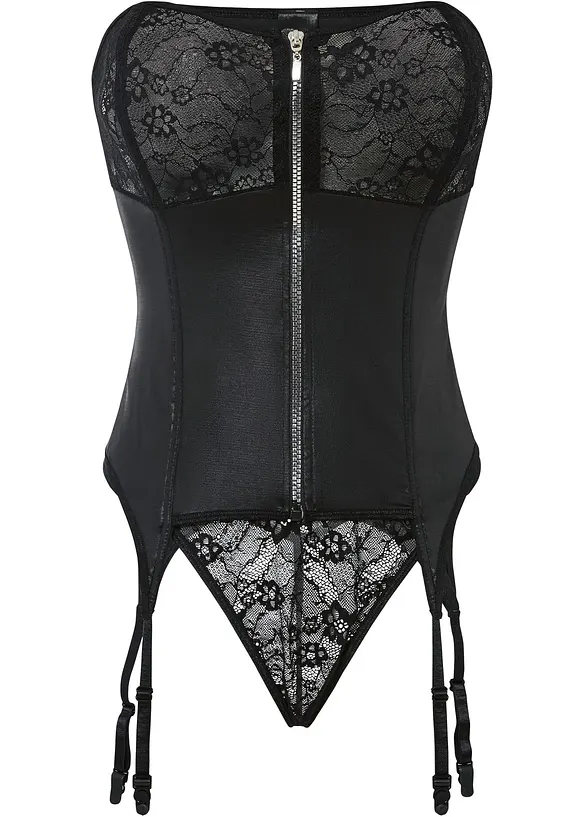 Korsett med strømpeholdere og stringtruse (2-delt sett), bonprix