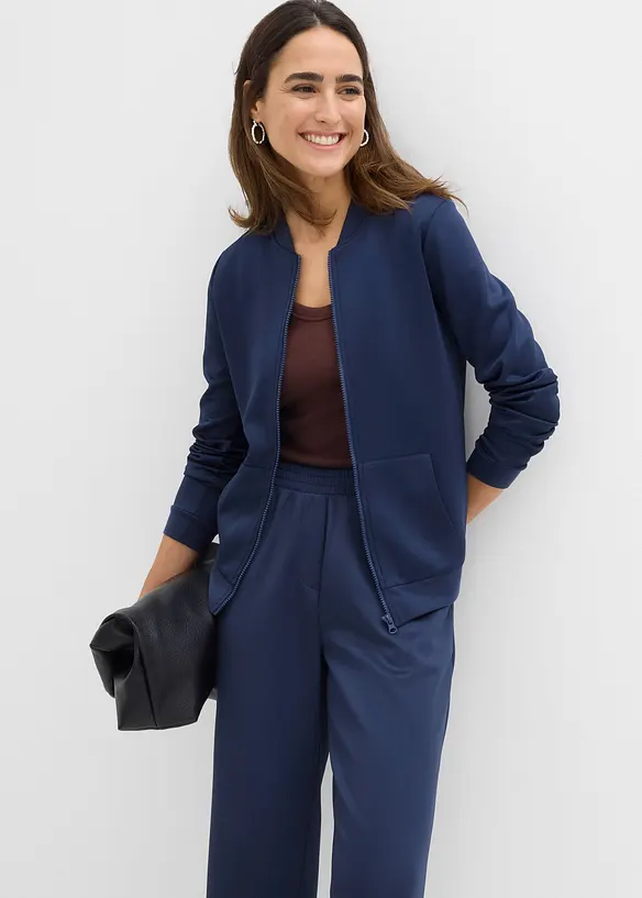 Sweatshirt i scuba-materiale med glidelås, bonprix