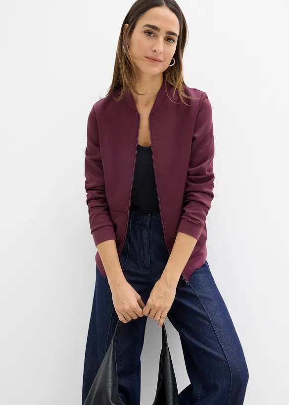 Sweatshirt i scuba-materiale med glidelås, bonprix