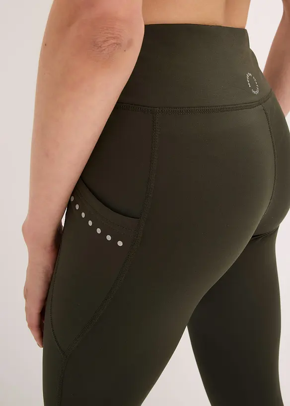 Varmende leggings med refleksdetaljer og mobillomme, bonprix