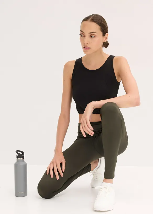 Varmende leggings med refleksdetaljer og mobillomme, bonprix