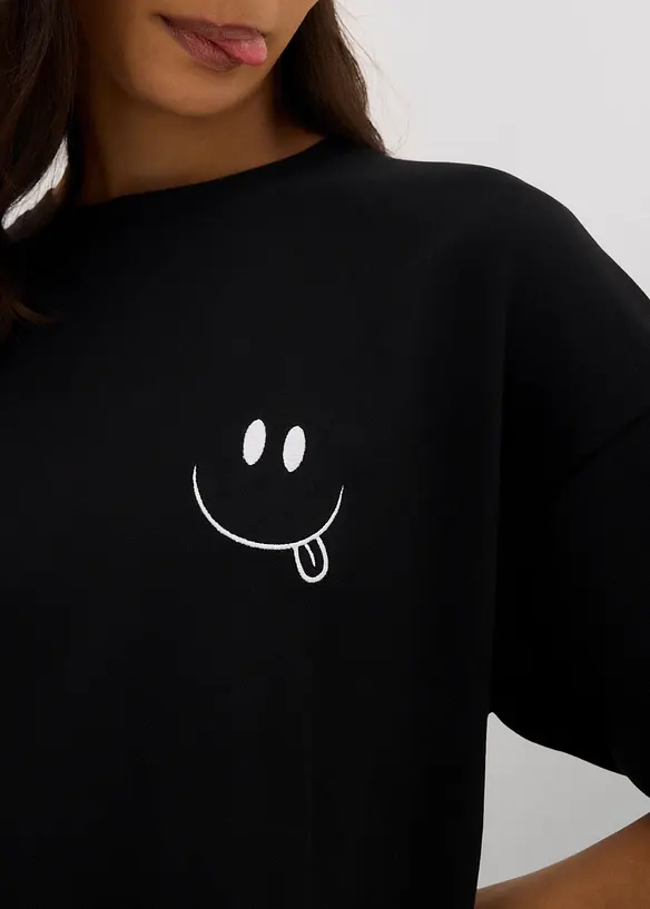 Oversized, lang topp i 100% økologisk bomull, bonprix