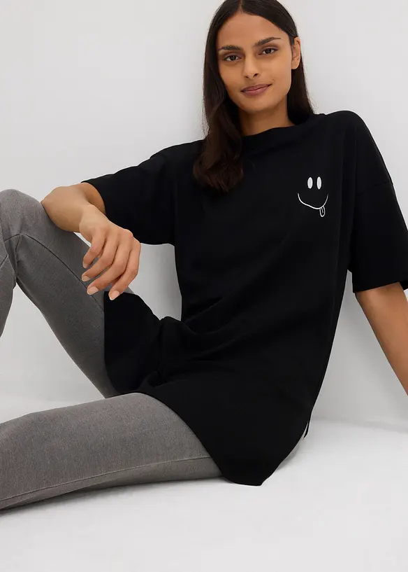 Oversized, lang topp i 100% økologisk bomull, bonprix