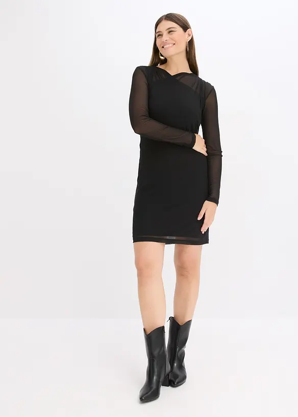 Jerseykjole i mesh, bonprix