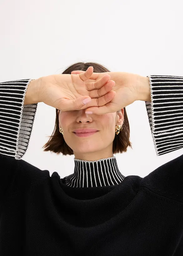 Genser med kasjmir og ståkrage, bonprix