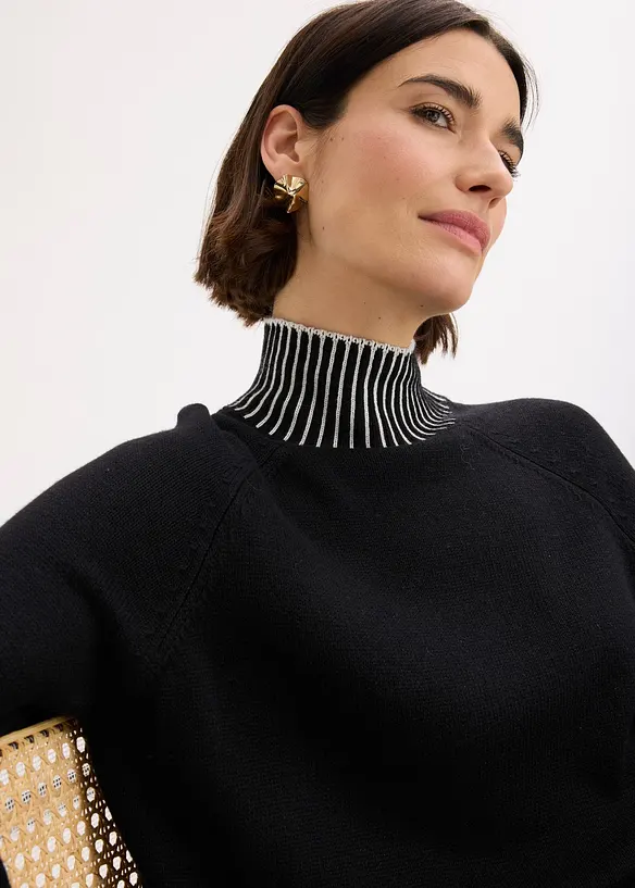 Genser med kasjmir og ståkrage, bonprix