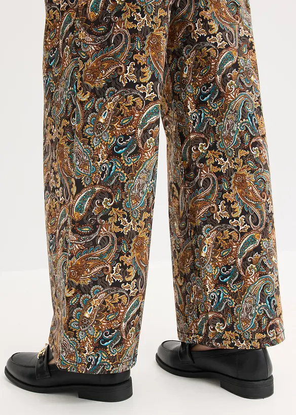 Wide Leg-stretchbukse med bomull, bonprix