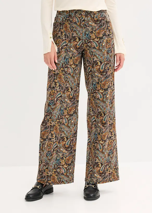 Wide Leg-stretchbukse med bomull, bonprix