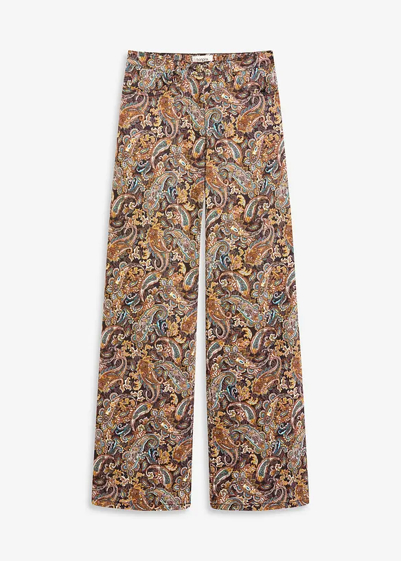 Wide Leg-stretchbukse med bomull, bonprix