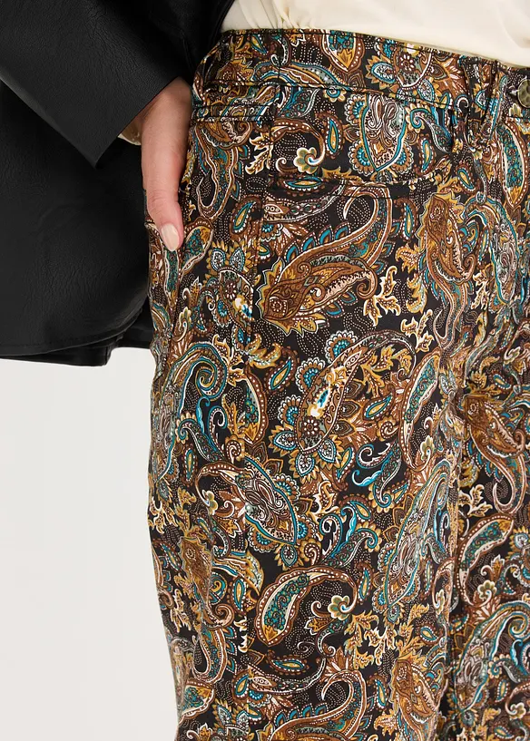 Wide Leg-stretchbukse med bomull, bonprix