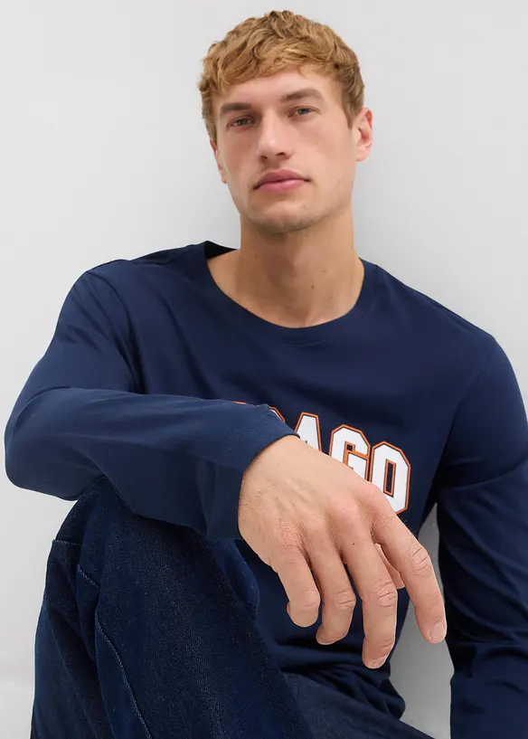 Langermet shirt i 100% økologisk bomull (2-pack), bonprix
