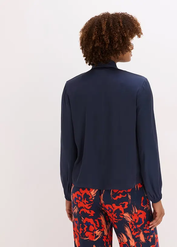 Bluse med sløyfe av lett sateng, bonprix