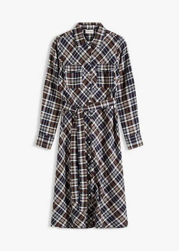 Skjortekjole av myk flanell, bonprix