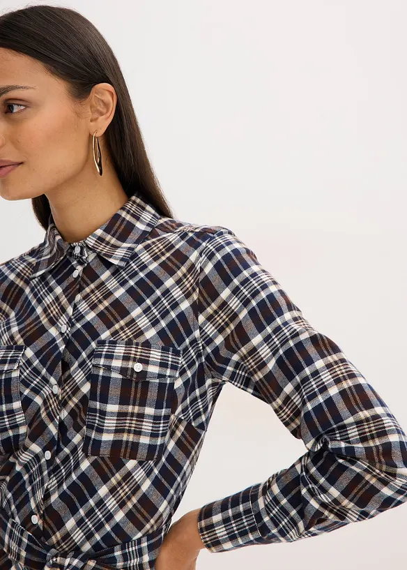 Skjortekjole av myk flanell, bonprix