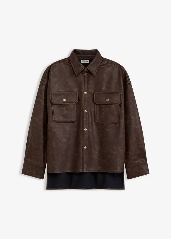Skjorte av imitert skinn i used look, bonprix
