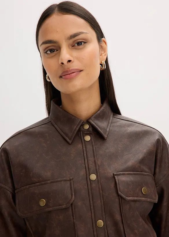 Skjorte av imitert skinn i used look, bonprix