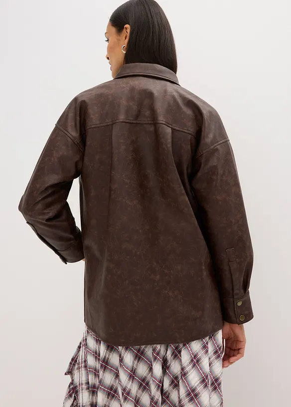 Skjorte av imitert skinn i used look, bonprix