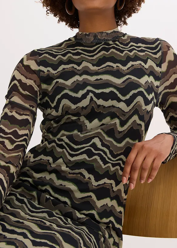 Midikjole i myk mesh, bonprix